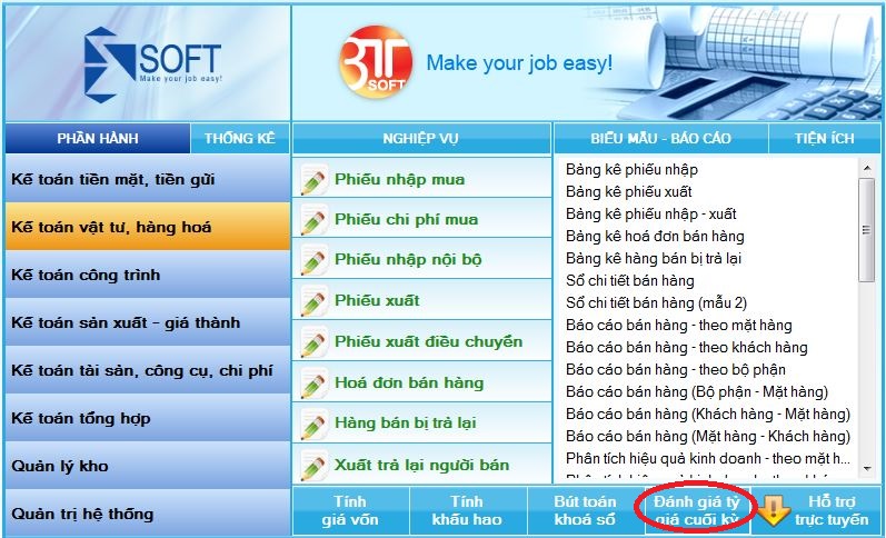 3TSoft – Hướng dẫn đánh giá chênh lệch tỷ giá cuối kỳ.