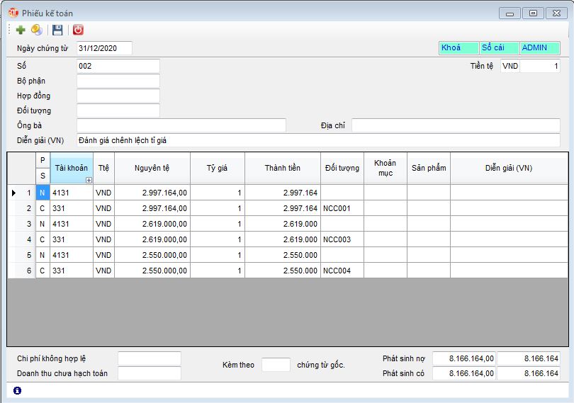 3TSoft – Hướng dẫn đánh giá chênh lệch tỷ giá cuối kỳ.