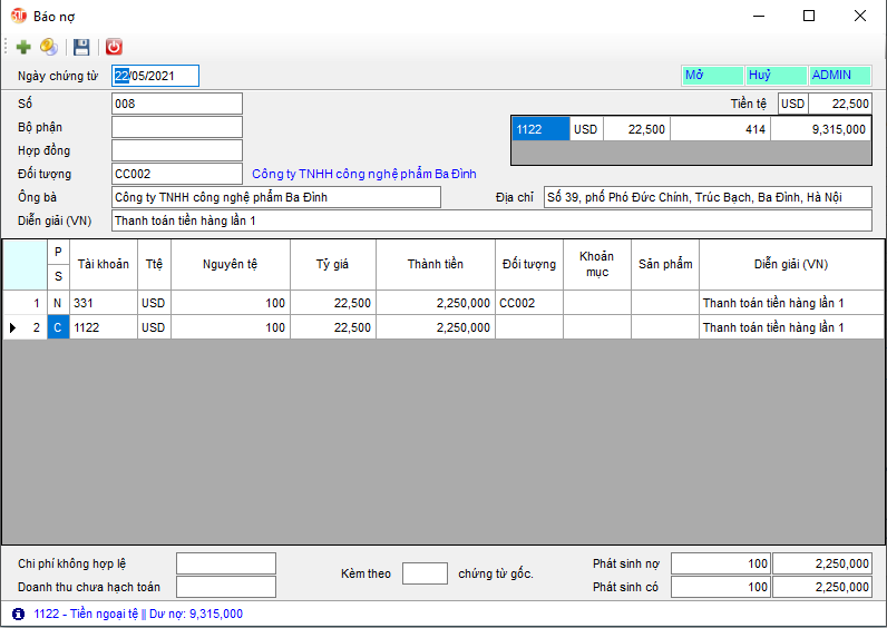 3TSoft - Hướng dẫn theo dõi chênh lệch tỷ giá (Phần IV)