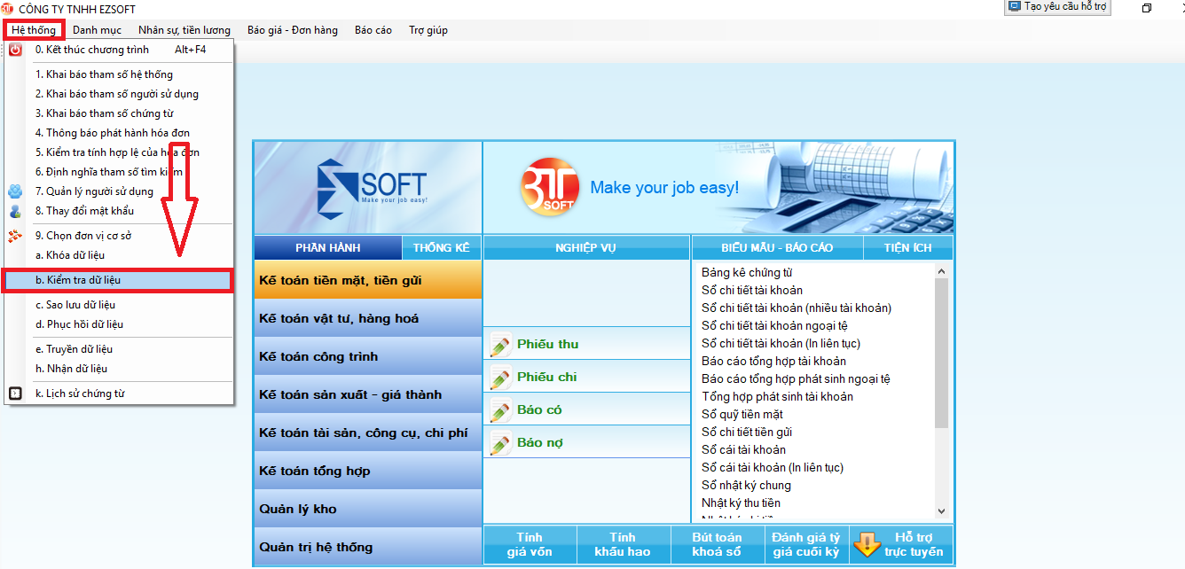 3TSoft - Kiểm tra xử lý khi tài khoản có số dư 2 bên